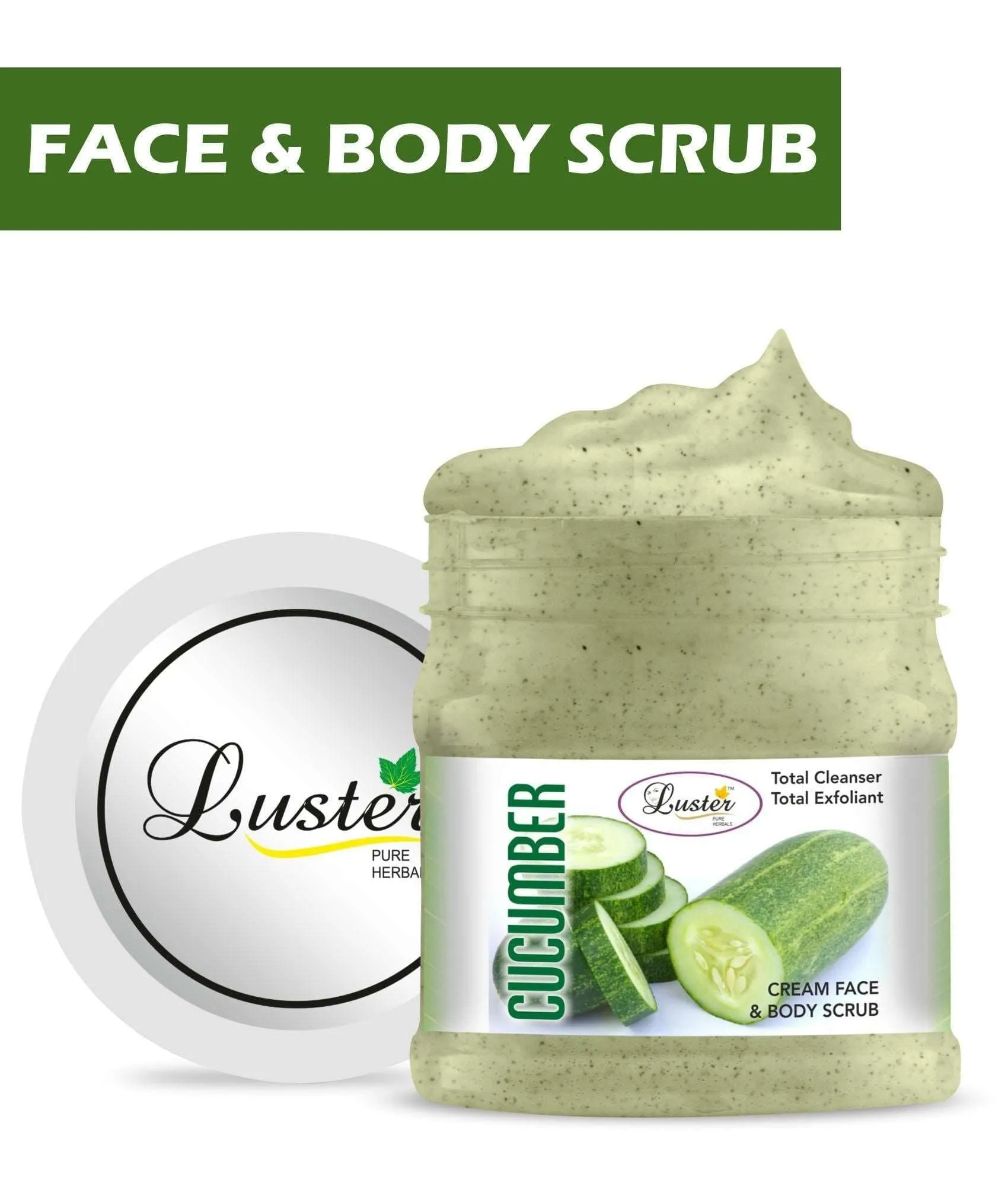 Luster Cucumber Face & Body Cream Scrub (Paraben & Sulfate Free)-500 ml