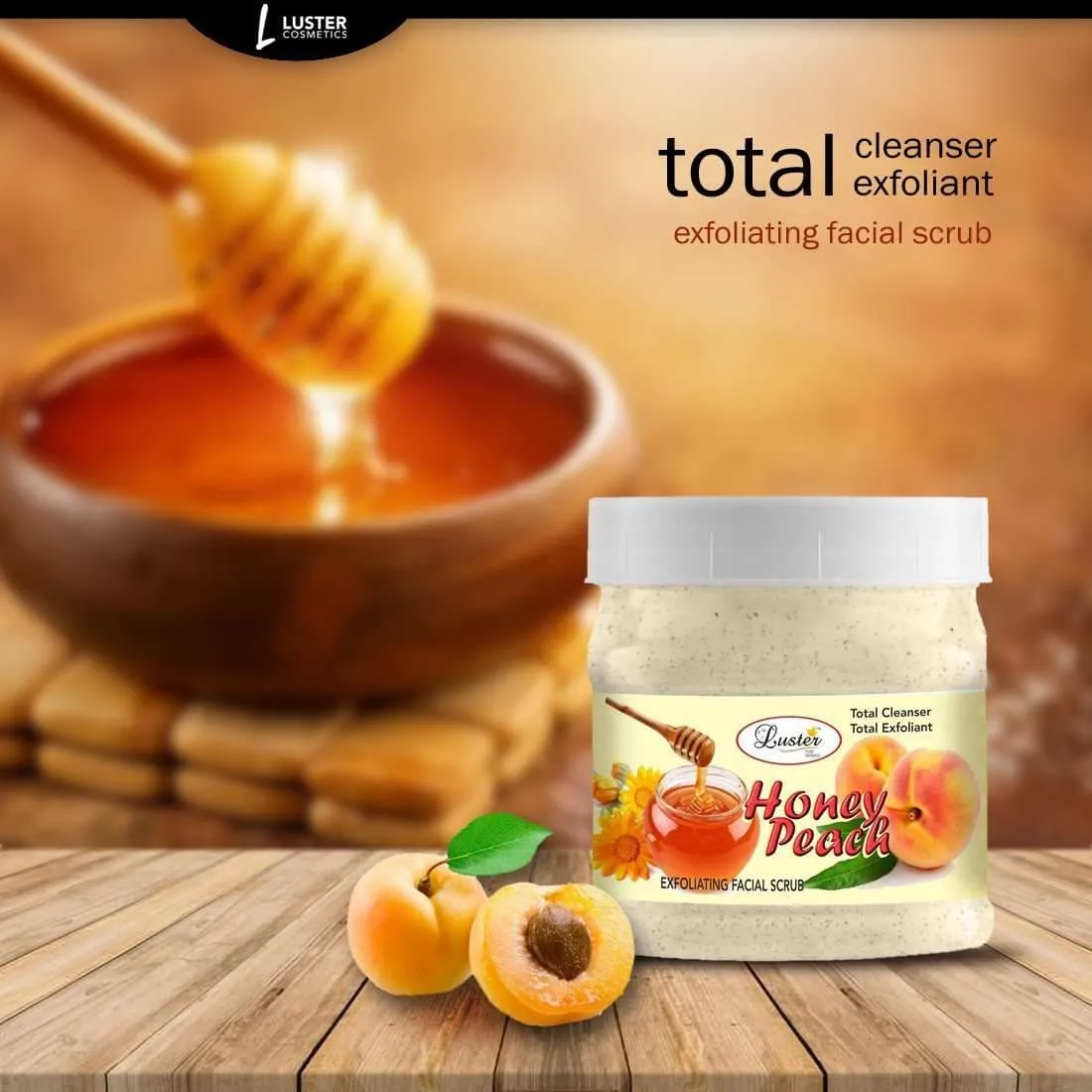 Luster Honey Peach Face & Body Cream Scrub (Paraben & Sulfate Free)-500ml