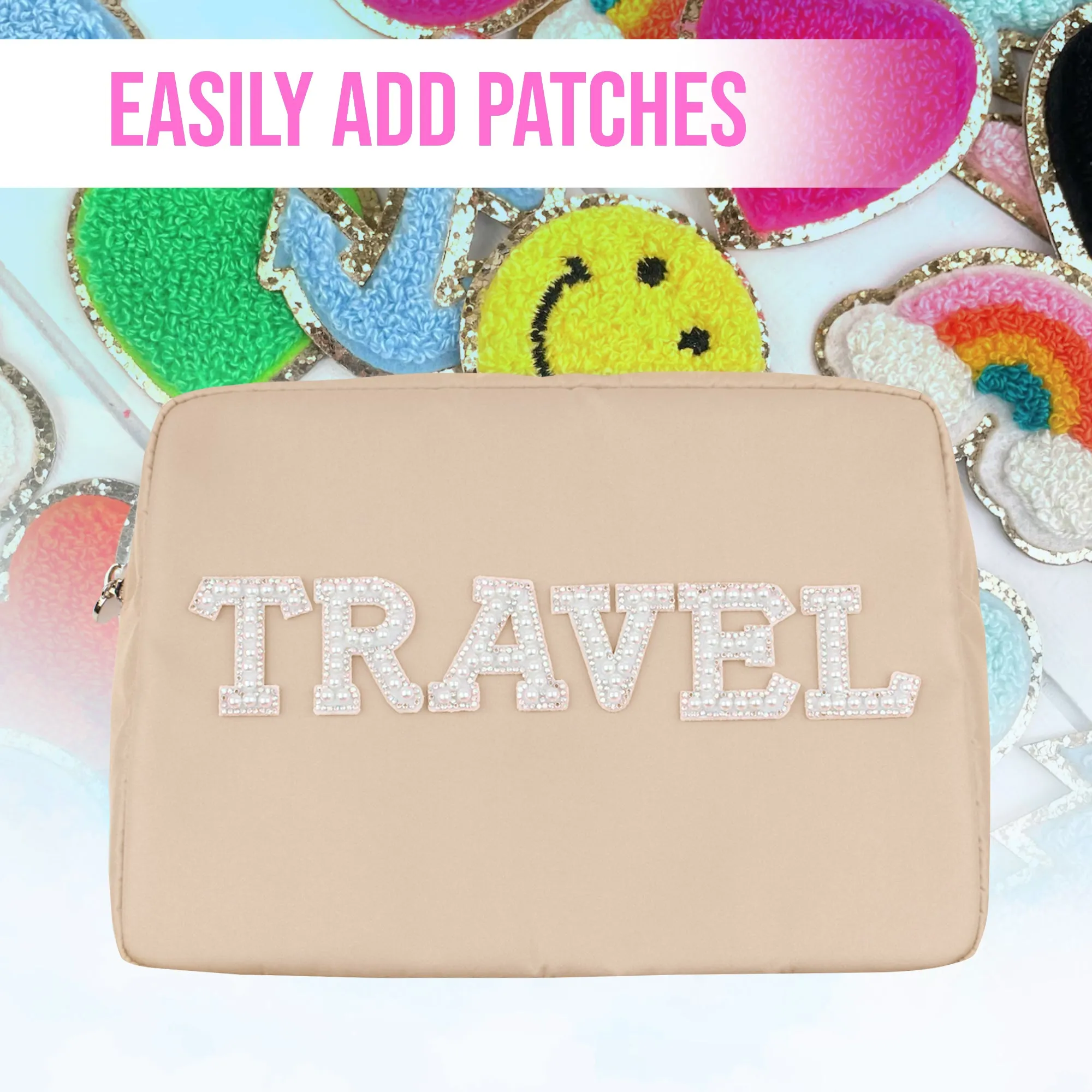 Makeup Bag With Compartments, Make Up Bag, Travel Makeup Bag, Cosmetic Bag, Makeup Case, Travel Cosmetic Bags for Women, Large Makeup Bag Organizer, Makeup Pouch, Makeup Travel Bag, Beige Makeup Bags