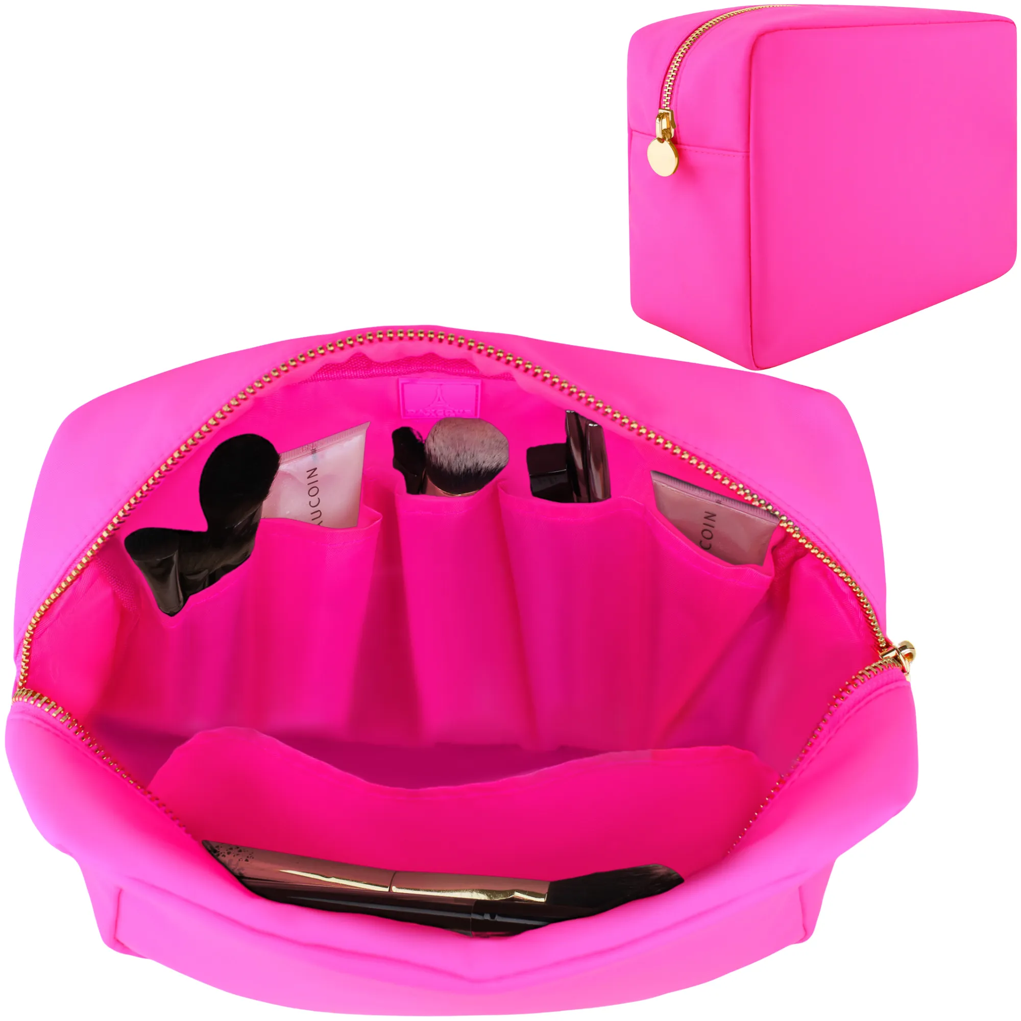 Makeup Bag With Compartments, Make Up Bag, Travel Makeup Bag, Cosmetic Bag, Makeup Case, Travel Cosmetic Bags for Women, Large Makeup Bag Organizer, Makeup Pouch, Makeup Travel Bag, Beige Makeup Bags
