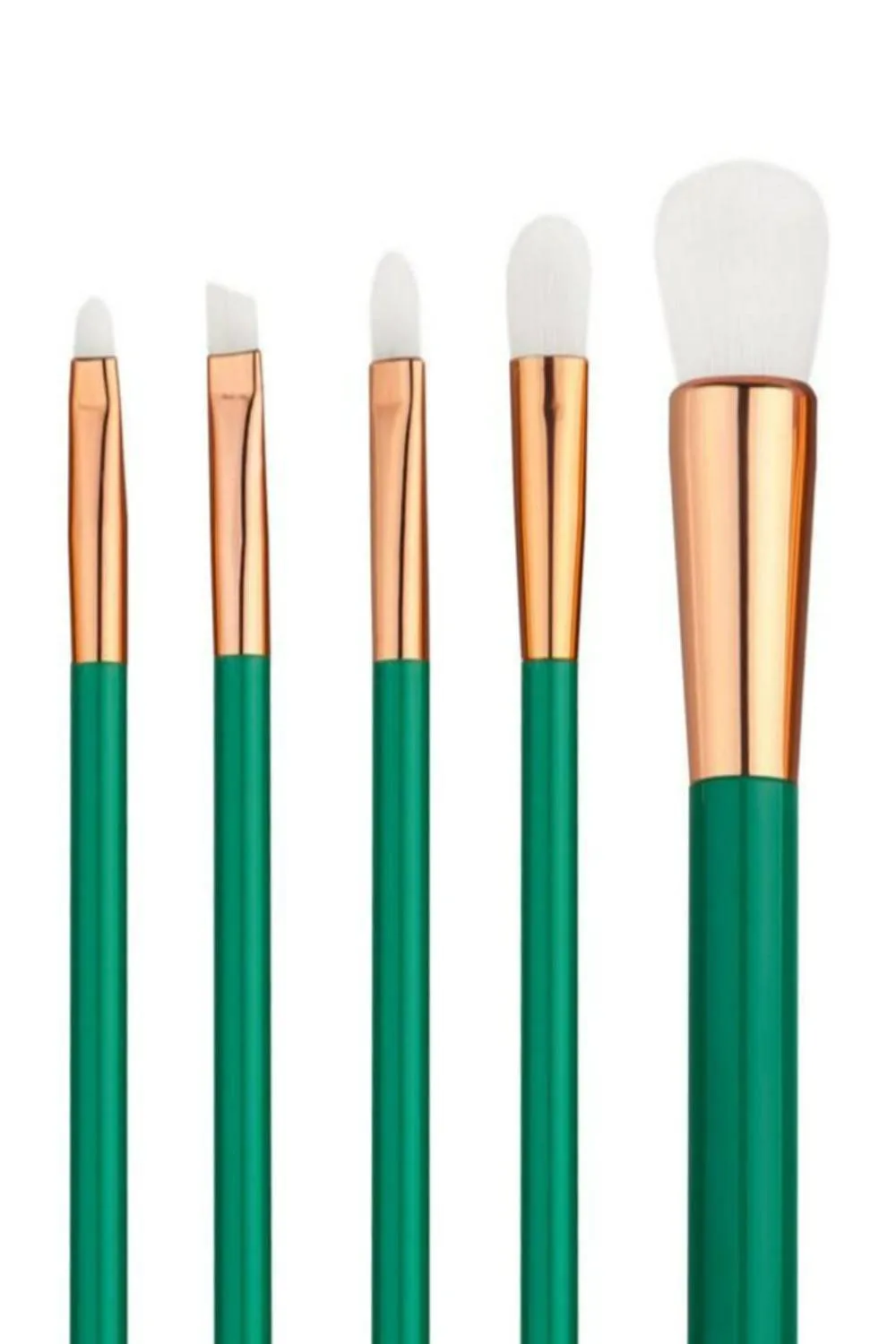 Makeup Brush Set in Purple and Green - 15 Pcs