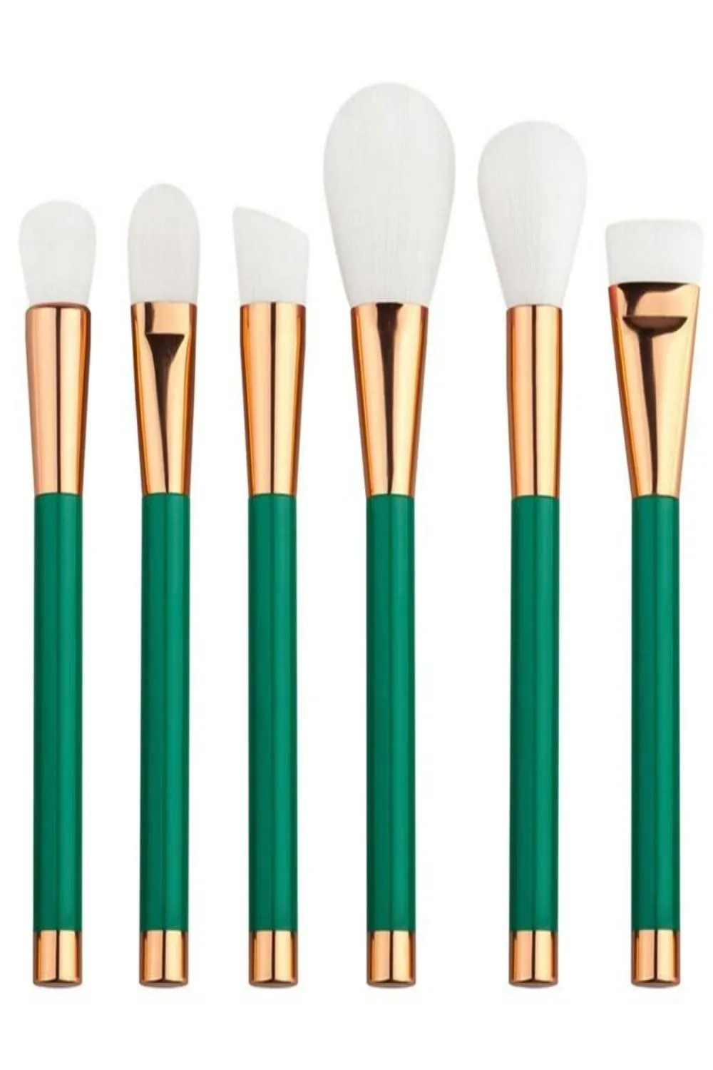 Makeup Brush Set in Purple and Green - 15 Pcs