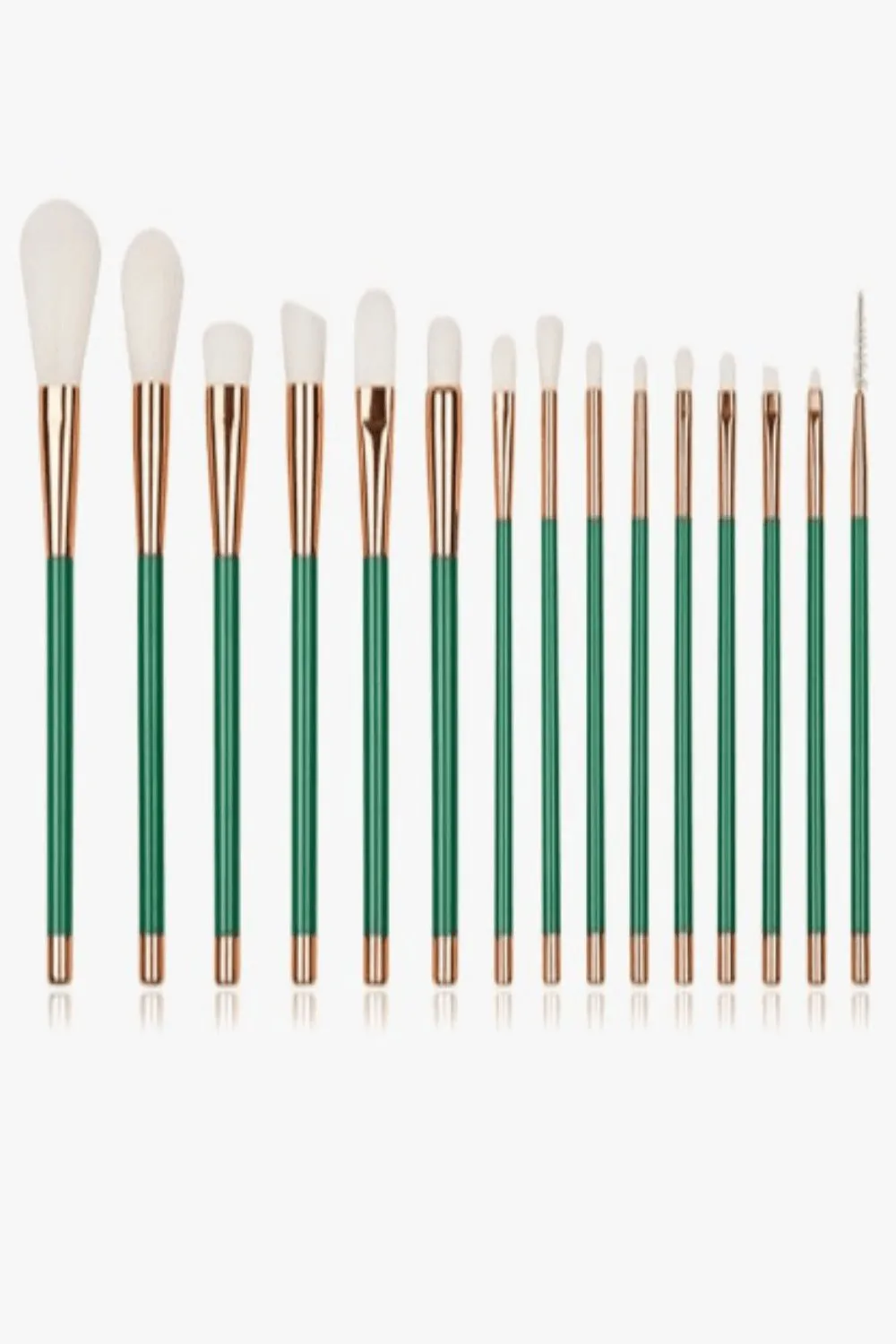 Makeup Brush Set in Purple and Green - 15 Pcs