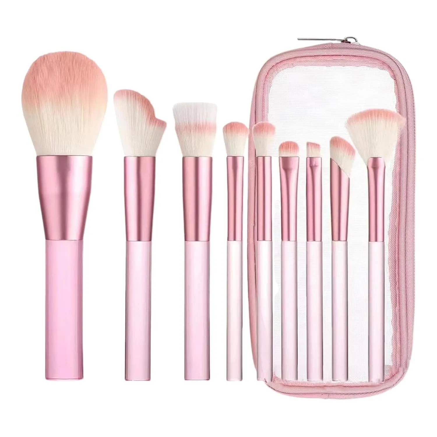 Makeup Brushes with Organizer Bag, 9 Pcs Synthetic Professional Flat Foundation Brush,Powder Eyeshadow Concealer Eyeliner Blending Contour Brushes for Makeup,Birthday Gifts for Women