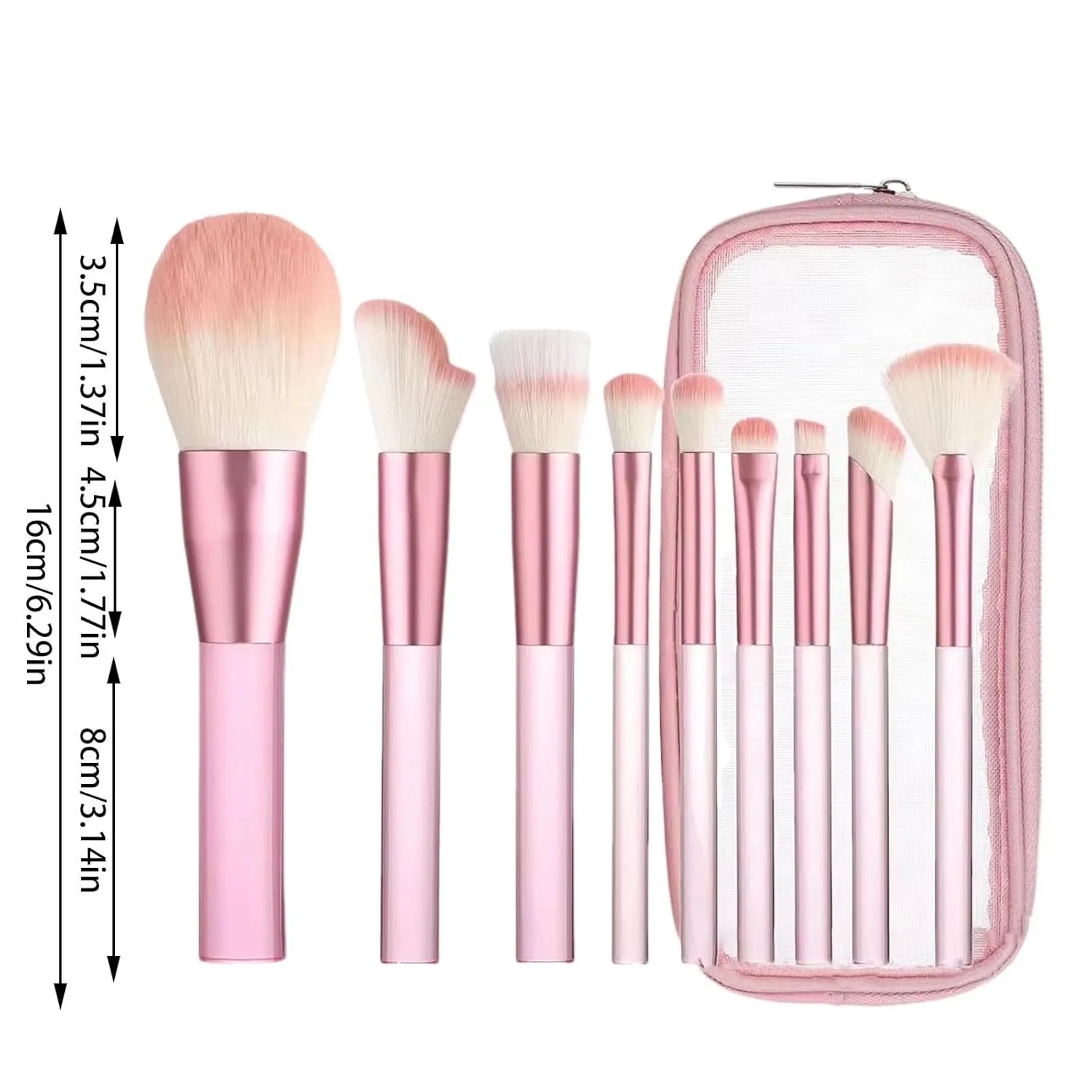 Makeup Brushes with Organizer Bag, 9 Pcs Synthetic Professional Flat Foundation Brush,Powder Eyeshadow Concealer Eyeliner Blending Contour Brushes for Makeup,Birthday Gifts for Women