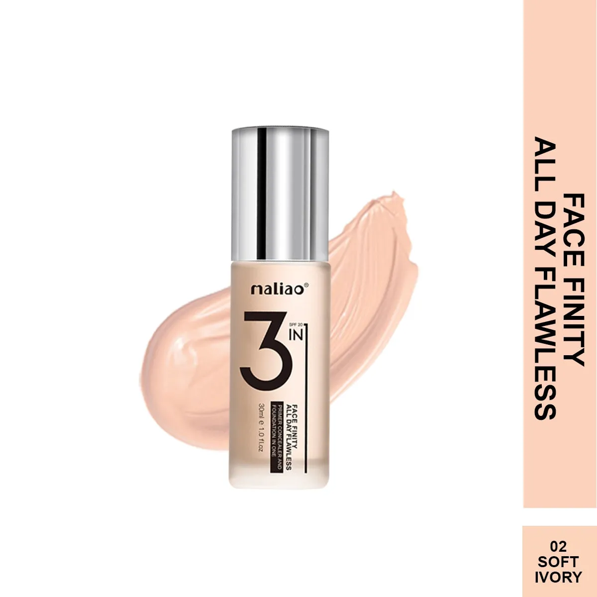Maliao 3-IN-1 Face Finity Primer, Concealer & Foundation - Flawless All Day