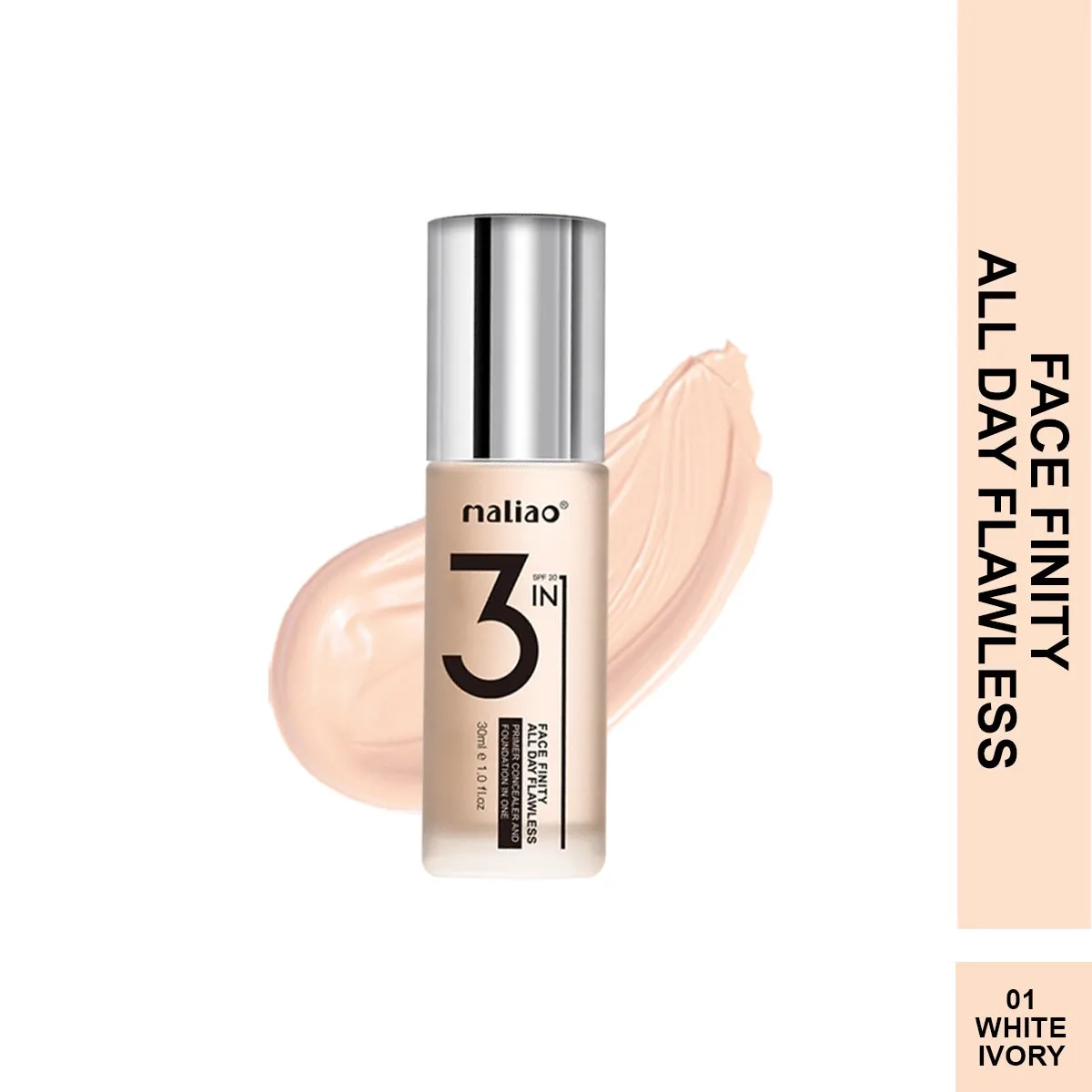 Maliao 3-IN-1 Face Finity Primer, Concealer & Foundation - Flawless All Day