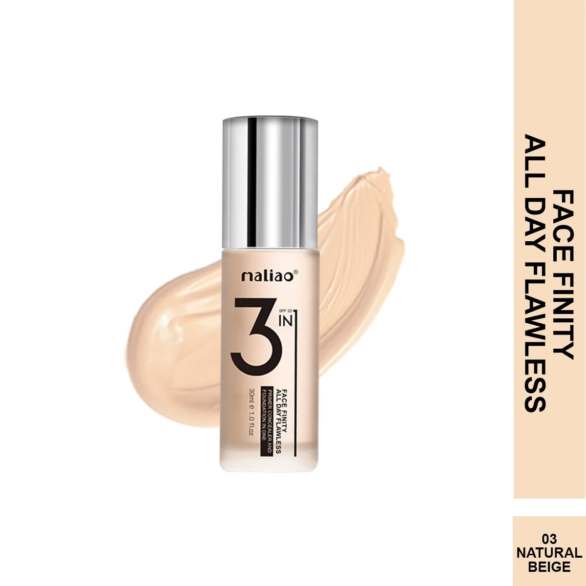Maliao 3-IN-1 Face Finity Primer, Concealer & Foundation - Flawless All Day