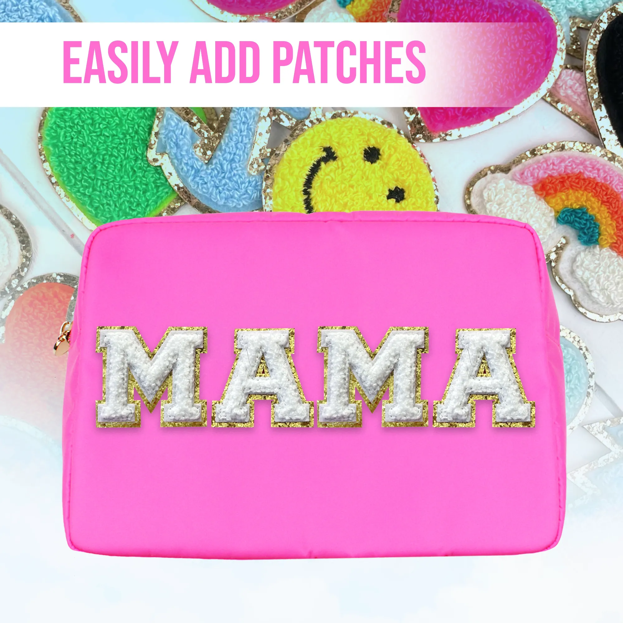 MAMA Bag Nylon Makeup Bag Large - Hot Pink Cosmetics Bag For Women