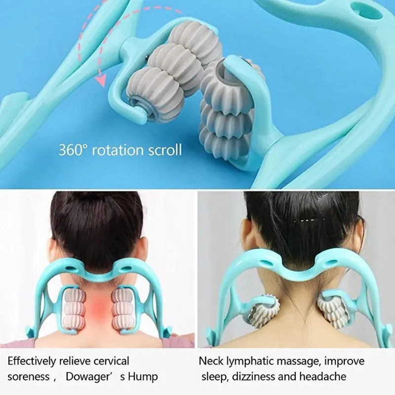 Manual Neck Massager, Trigger Point Roller Self Massager for Pain Relief deep Tissue Handheld Shoulder Massager Tool with 6 Balls Massage Point Suitable for Legs Waist Neck and Shoulder Relaxer