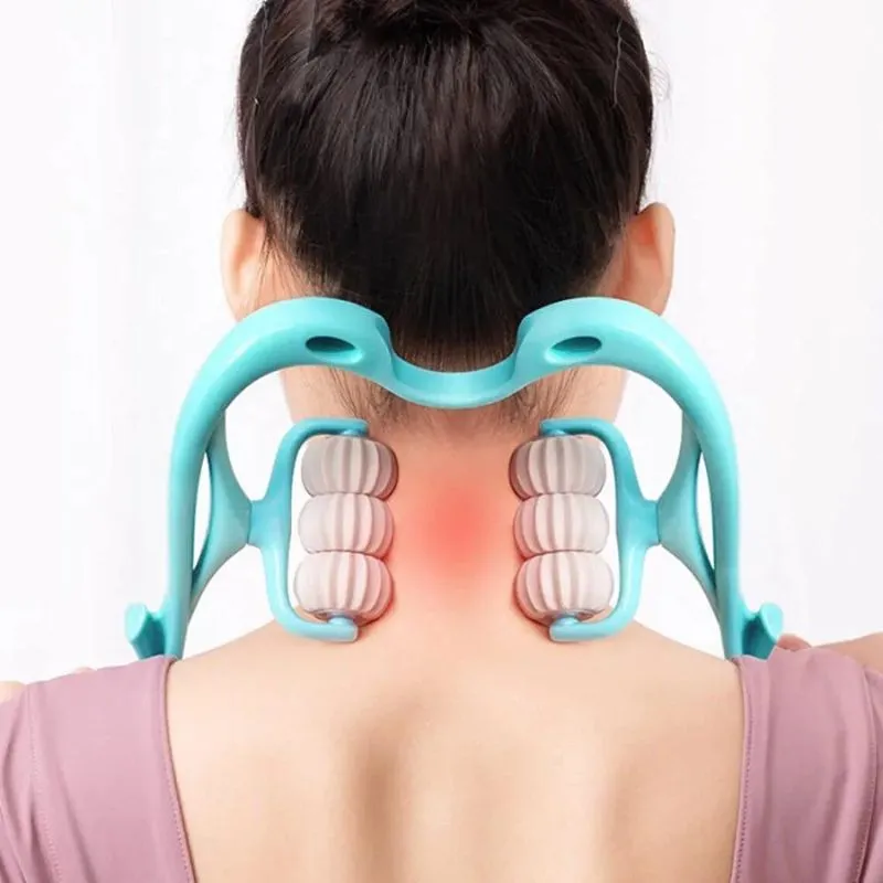 Manual Neck Massager, Trigger Point Roller Self Massager for Pain Relief deep Tissue Handheld Shoulder Massager Tool with 6 Balls Massage Point Suitable for Legs Waist Neck and Shoulder Relaxer