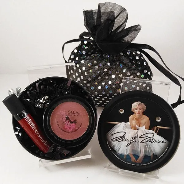 Marilyn Monroe Stash Tin with Bling bag (lip gloss and Bronzer/Blush)