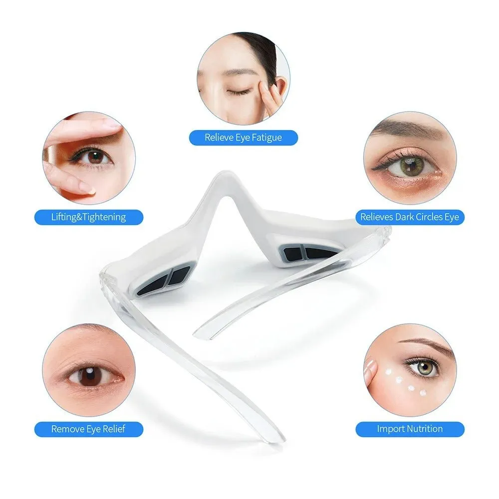 Micro-Current Pulse Eye Massager with Red Light - 3D Massager that Relieves Dark Circles, Removes Wrinkles, Anti-Ageing