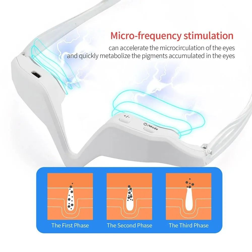 Micro-Current Pulse Eye Massager with Red Light - 3D Massager that Relieves Dark Circles, Removes Wrinkles, Anti-Ageing