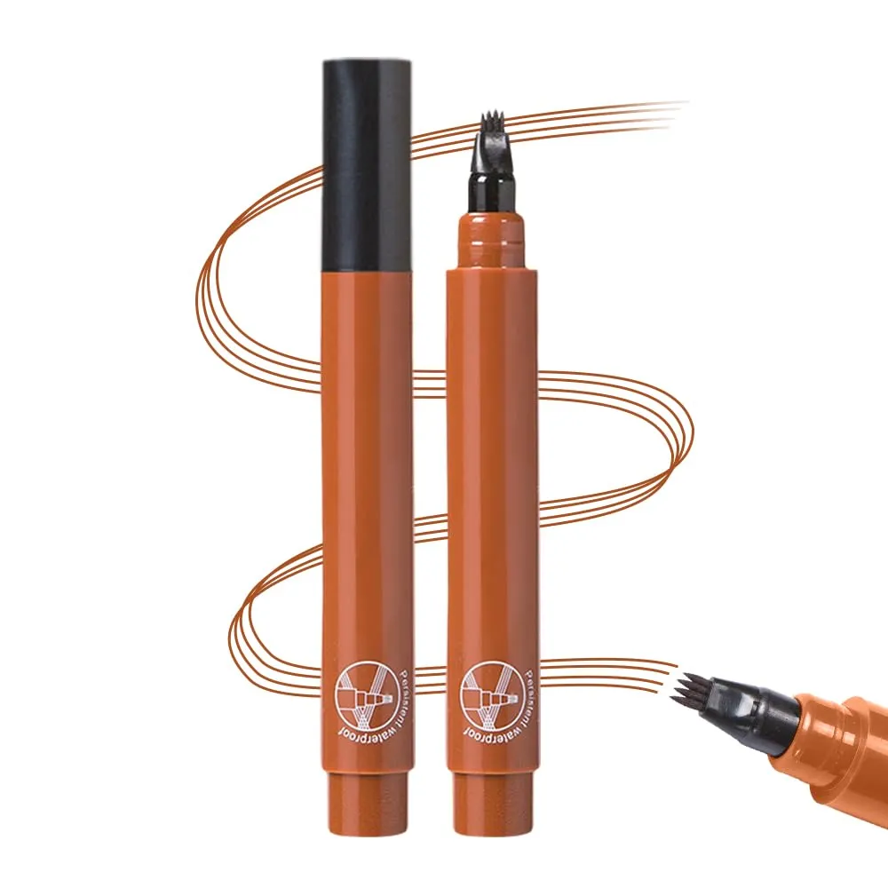 Microblading Eyebrow Pen, 2025 New Waterproof 3D Microblading Eyebrow Pencil with Micro-Fork Tip Applicator, Natural Hair Like Eye Brow Pencils for Women (Dark Brown)