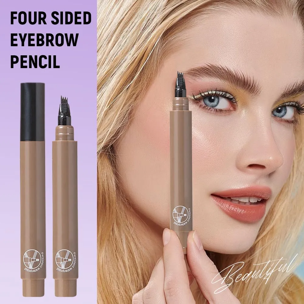 Microblading Eyebrow Pen, 2025 New Waterproof 3D Microblading Eyebrow Pencil with Micro-Fork Tip Applicator, Natural Hair Like Eye Brow Pencils for Women (Dark Brown)