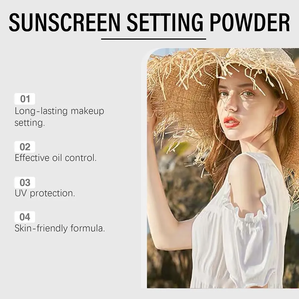 Mineral Sunscreen Setting Powder,Brush Sunscreen Powder for Face,Oil Control,Matte Finish,Breathable and Long Lasting,Sunblock Loose Setting Face Powders for All Skin Types (white, 2 pcs)