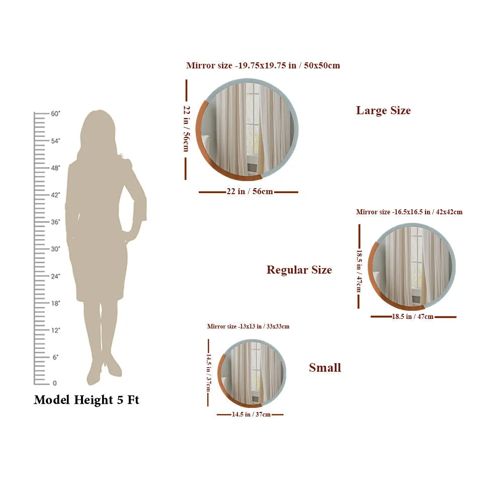 Minimalist Copper & Silver Finish Round Wooden Wall Mirror