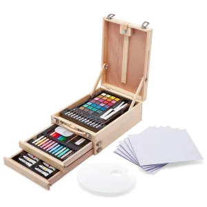 Mixed Media Art Set, Table-Top Sketchbox Easel, 105 Pcs.
