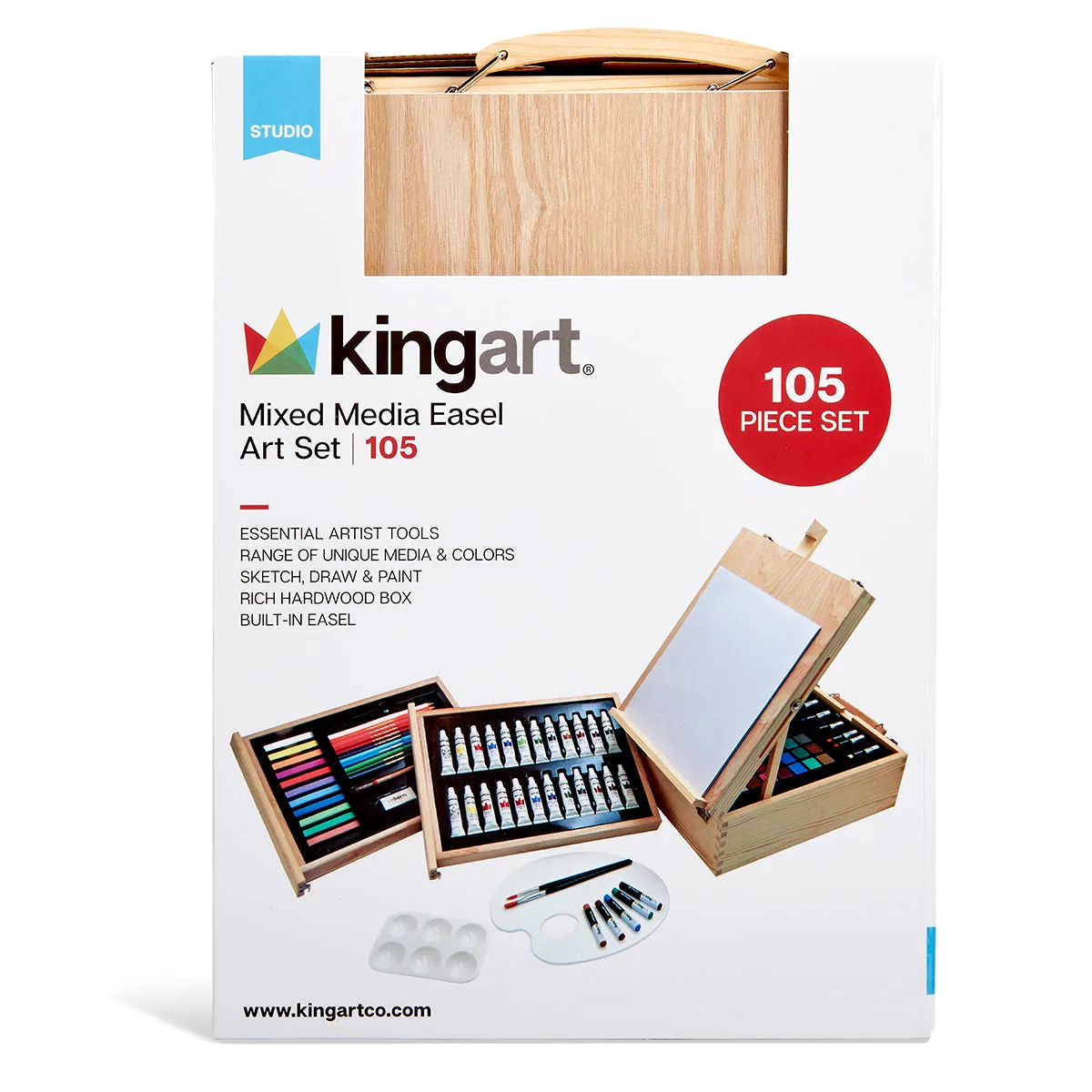 Mixed Media Art Set, Table-Top Sketchbox Easel, 105 Pcs.