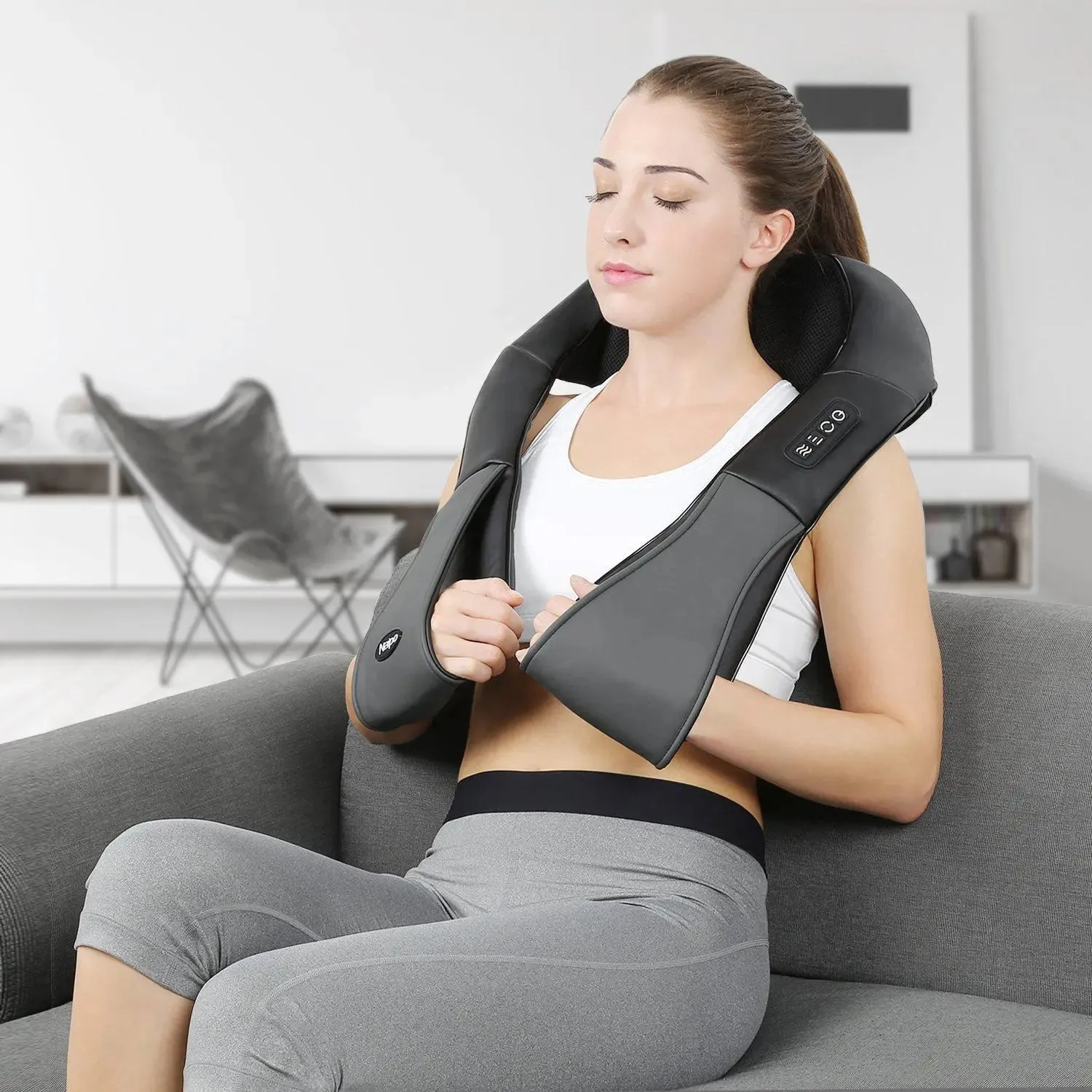 NAIPO Massagegerät, Elektrisches Nackenkissen Shiatsu,  Wärmefunktion , kabelgebunden