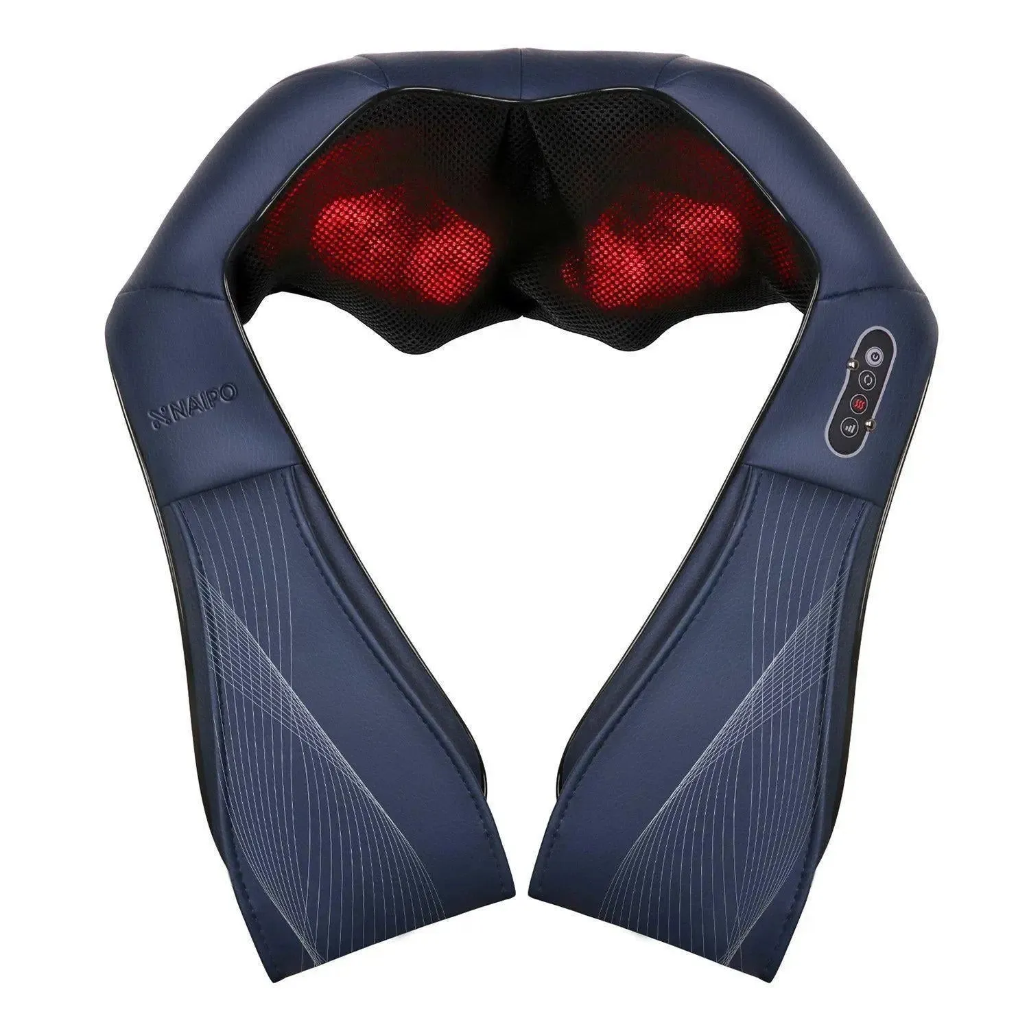 Naipo Massagegerät Schulter Nackenmassagegerät mit Wärmefunktion für Rücken Shiatsu Massagegeräte 3D-Rotation Massage Einstellbaren Geschwindigkeiten