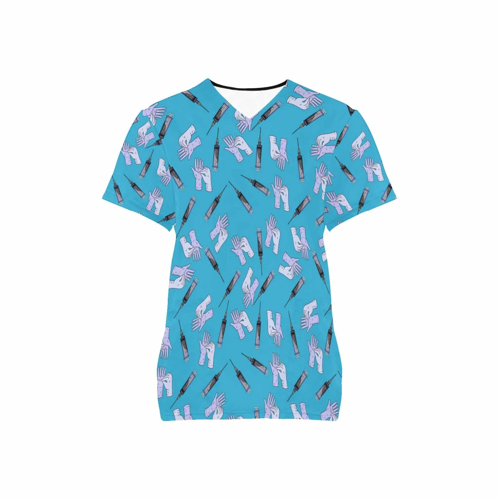 Nurse15   Women's V Neck Scrub Top Nurse Uniform with Deep Front Pockets