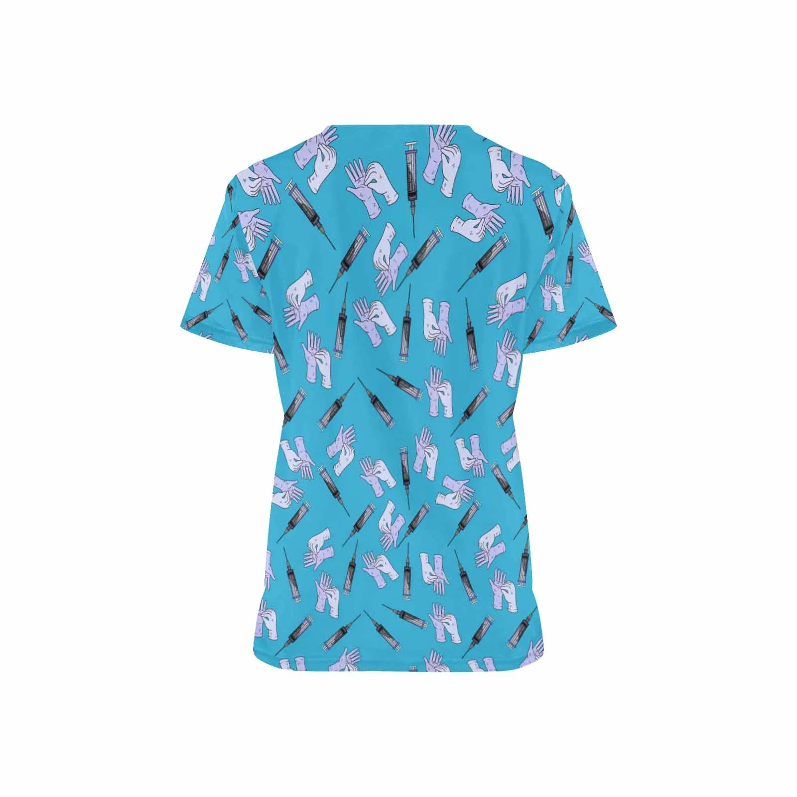 Nurse15   Women's V Neck Scrub Top Nurse Uniform with Deep Front Pockets