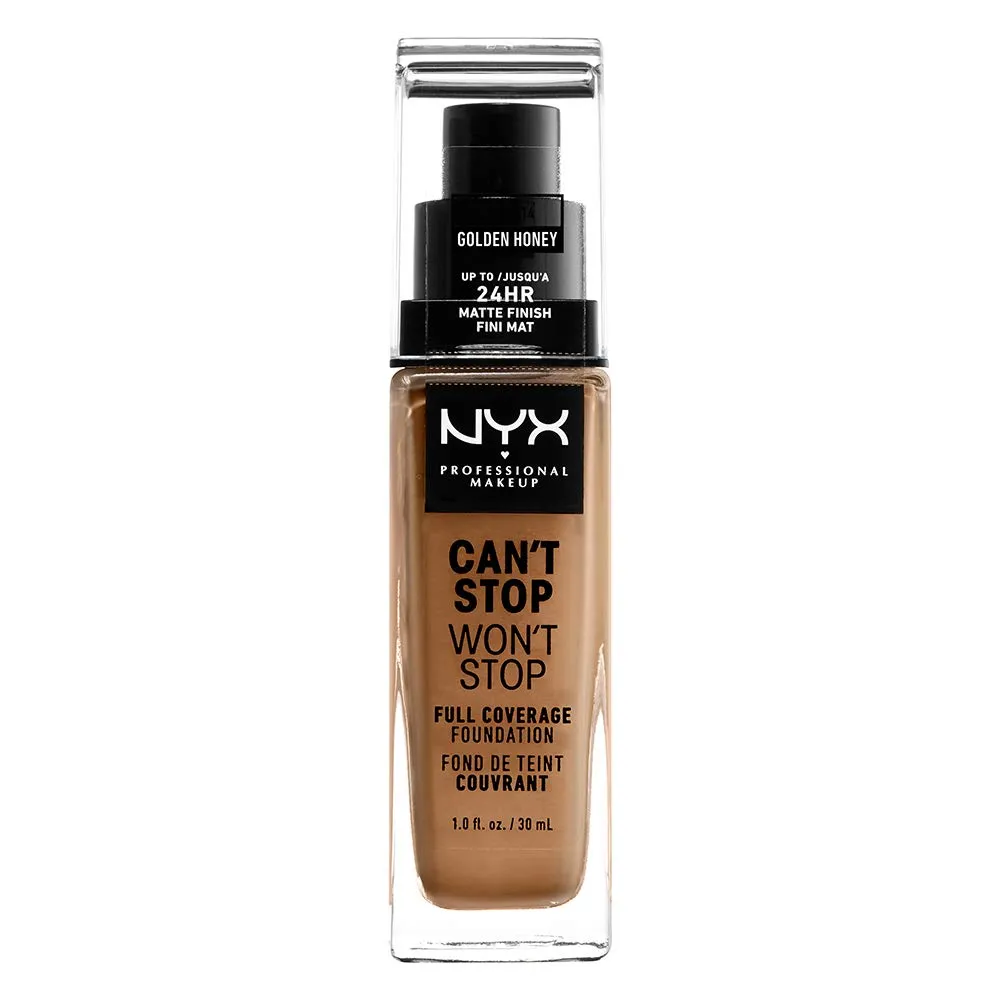 NYX - Can't Stop Won't Stop 24HR Full Coverage Foundation Golden Honey - 1 fl oz (30 ml)