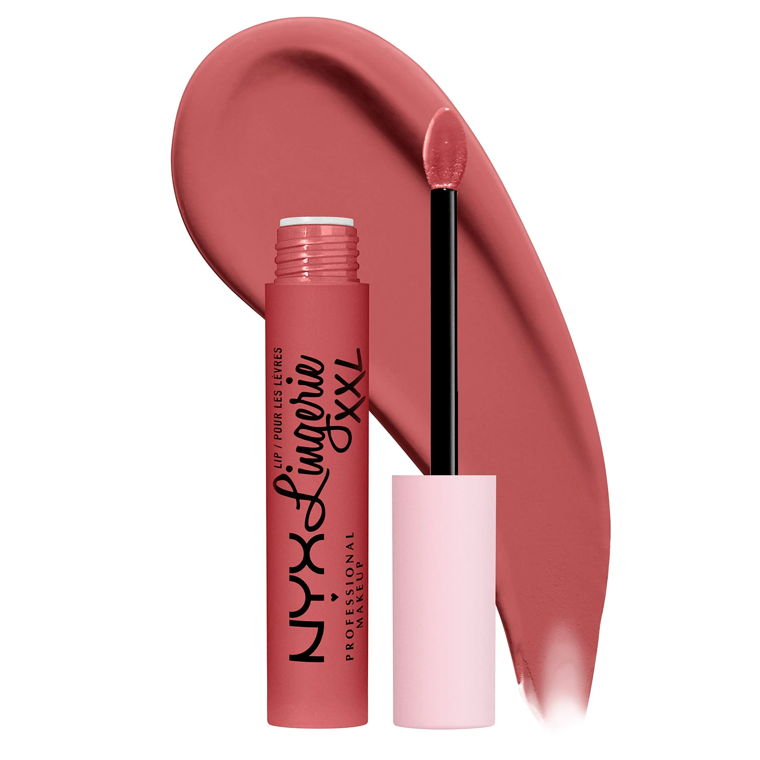 NYX PROFESSIONAL MAKEUP, Lip Lingerie XXL Matte Liquid Lipstick, Vegan Formula - 03 XXPOSE ME (Peach Pink)
