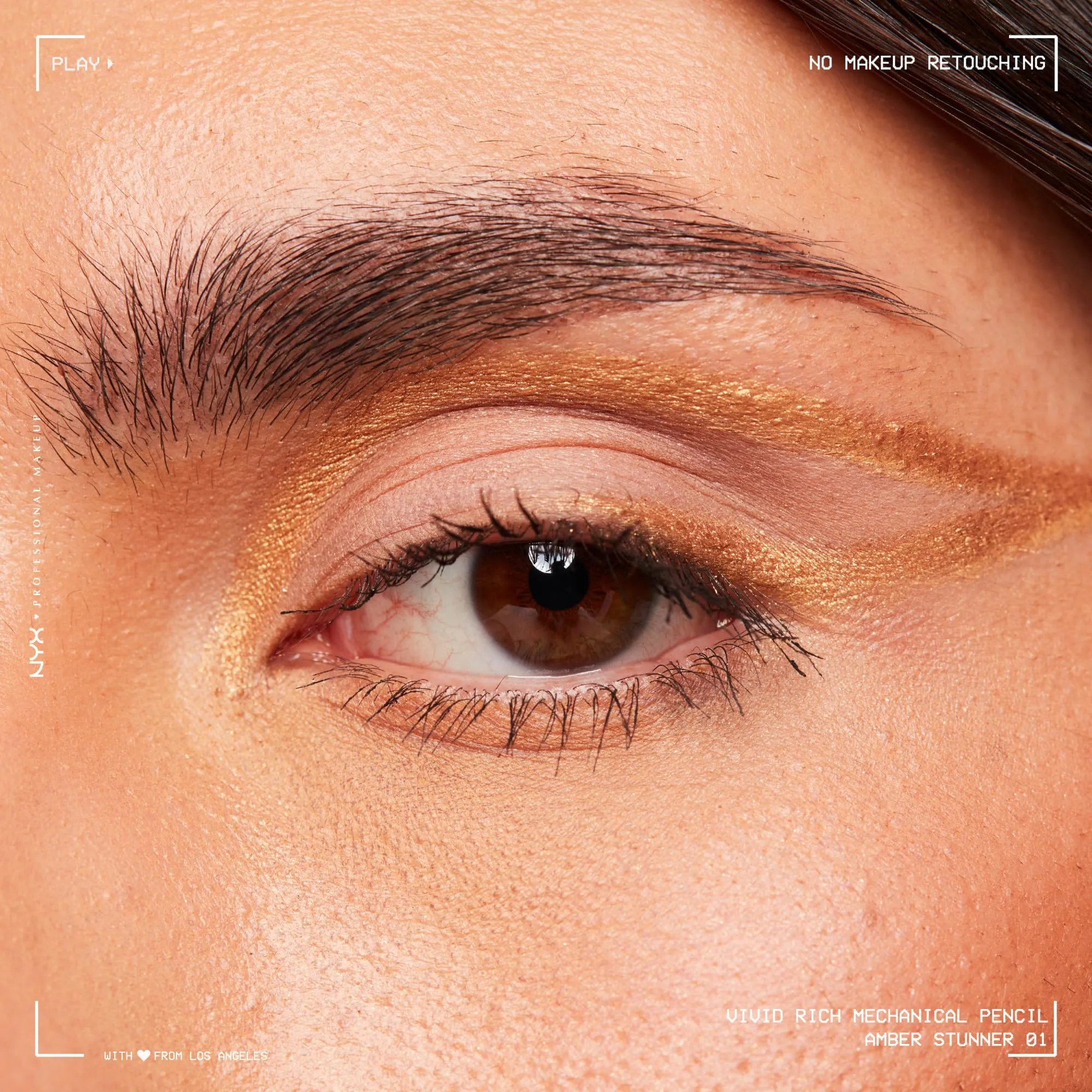 NYX PROFESSIONAL MAKEUP, Vivid Rich Mechanical Pencil, Eyeliner, Rich shades, Vegan Formula - Amber Stunner (Gold)