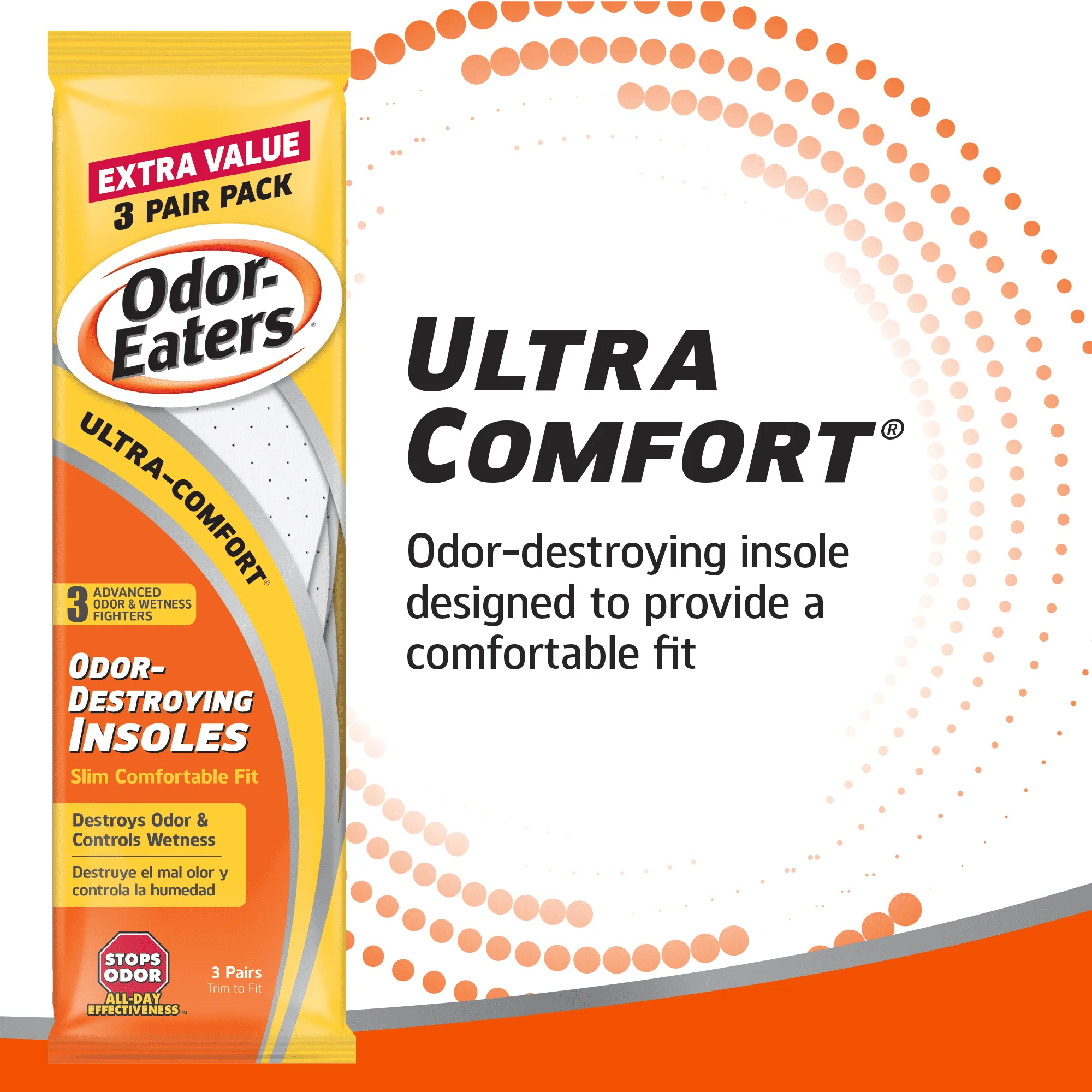 Odor Eaters Ultra Comfort Foot Odor Insoles, 3 Pairs
