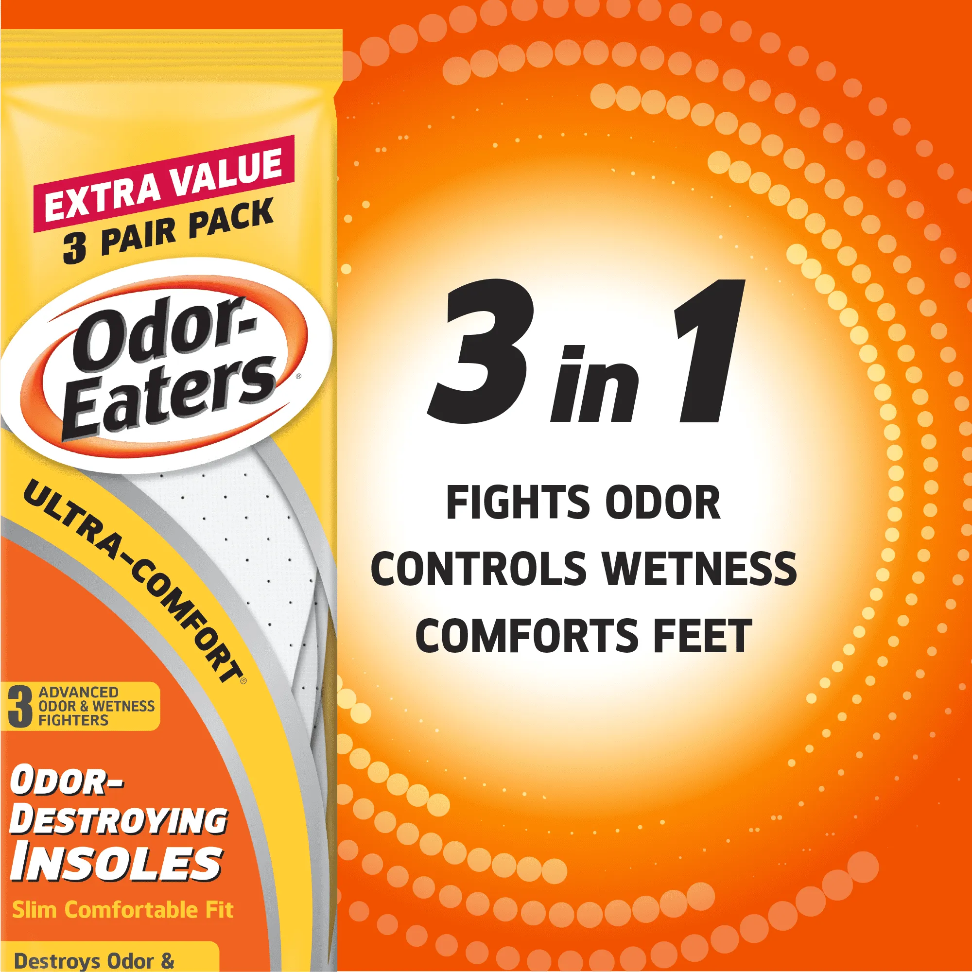 Odor Eaters Ultra Comfort Foot Odor Insoles, 3 Pairs