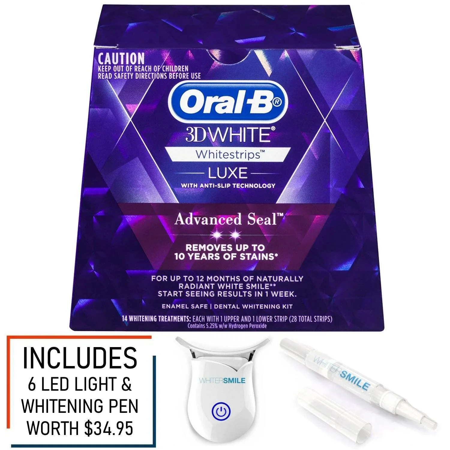 Oral B Whitestrips LUXE 5.25% HP Kit   LED Light & Top Up Pen