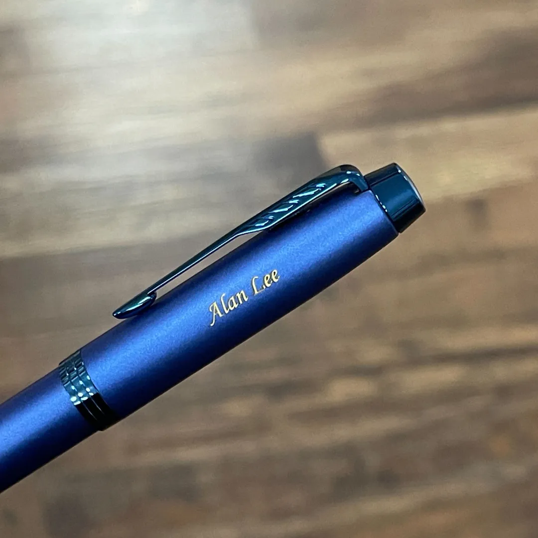 Parker IM Monochrome Blue Rollerball Pen with Leather Key Hook Set