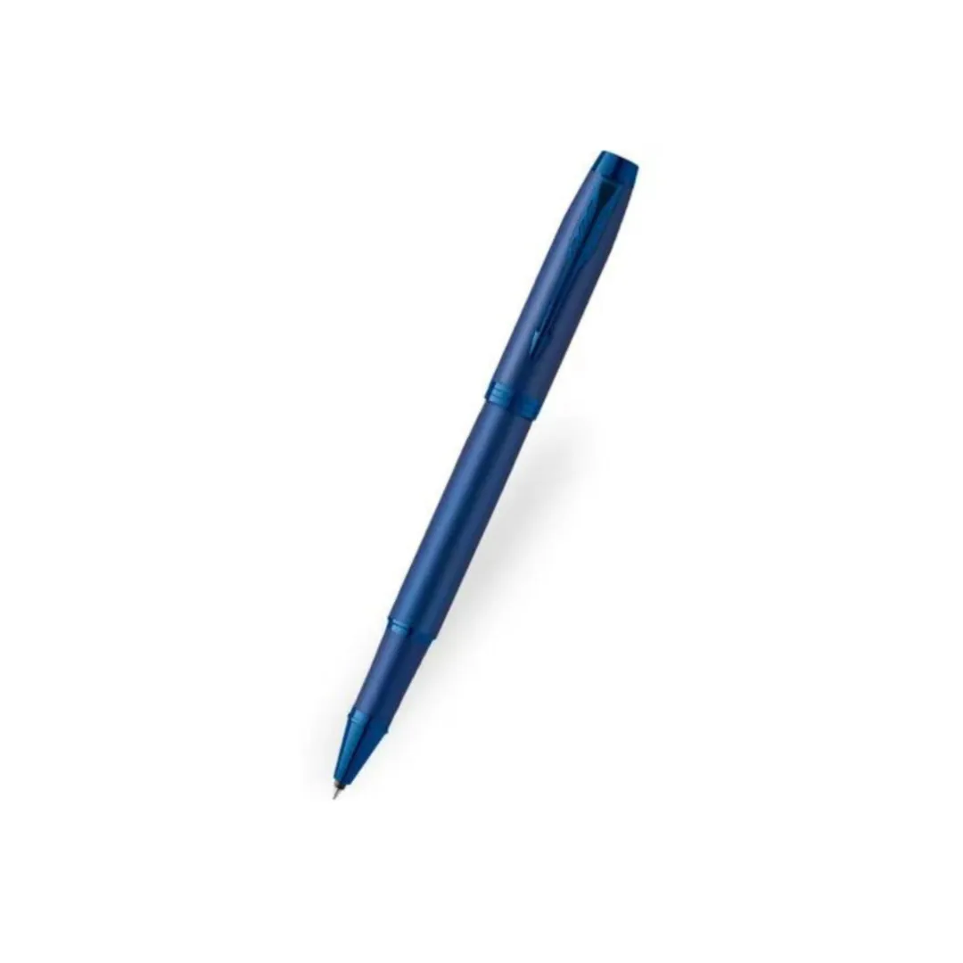 Parker IM Monochrome Blue Rollerball Pen with Leather Key Hook Set
