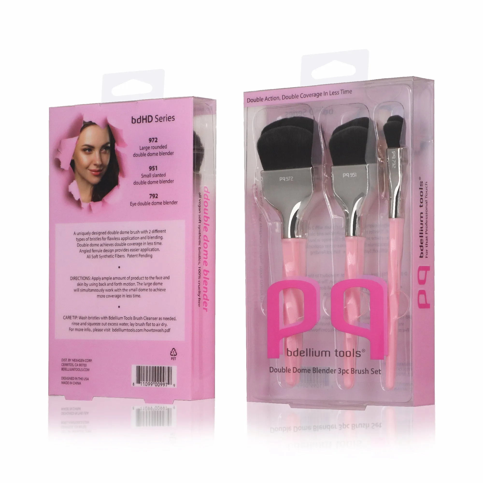 Pink Double Dome Blender 3pc. Brush Set
