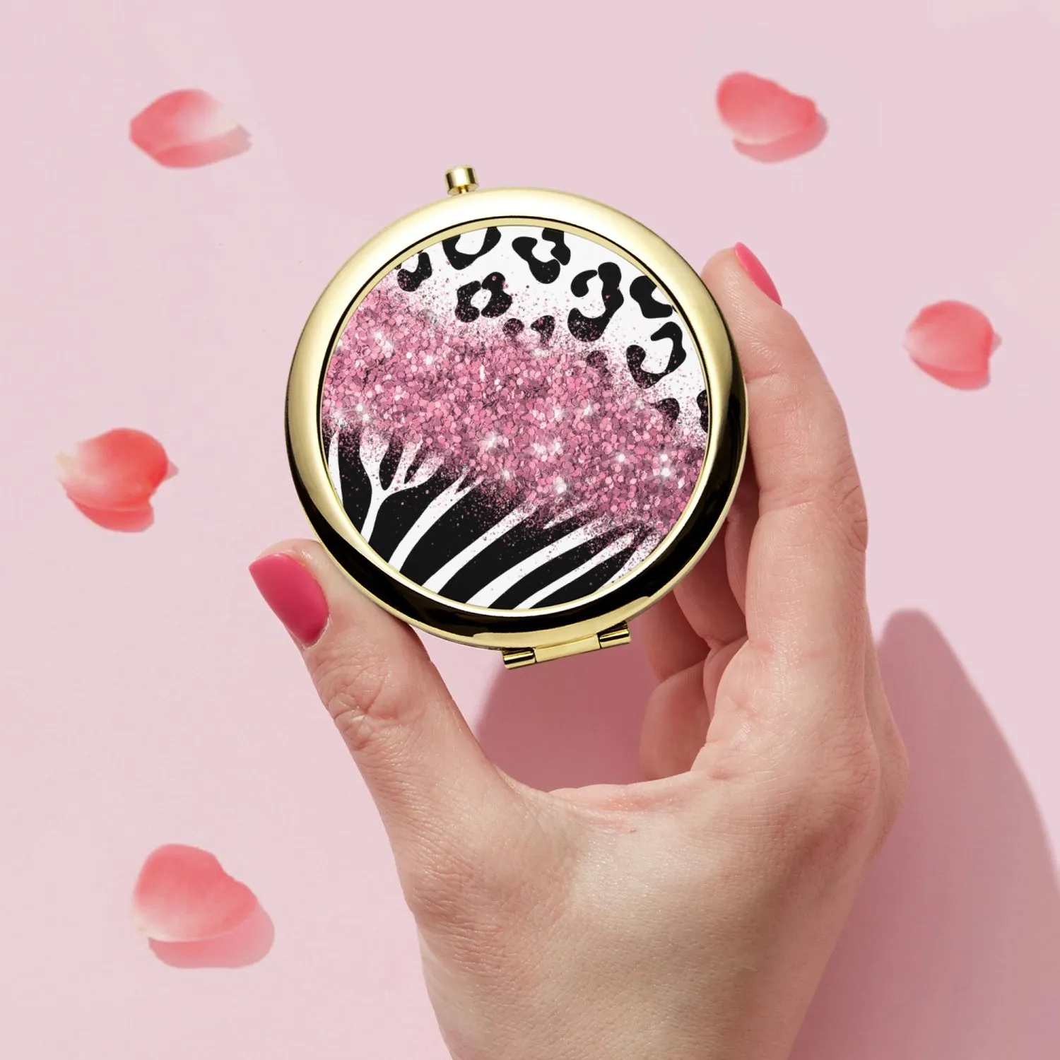 Pink Glitter | Compact Mirror