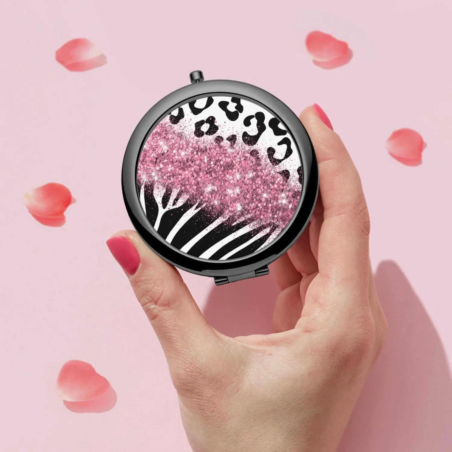 Pink Glitter | Compact Mirror