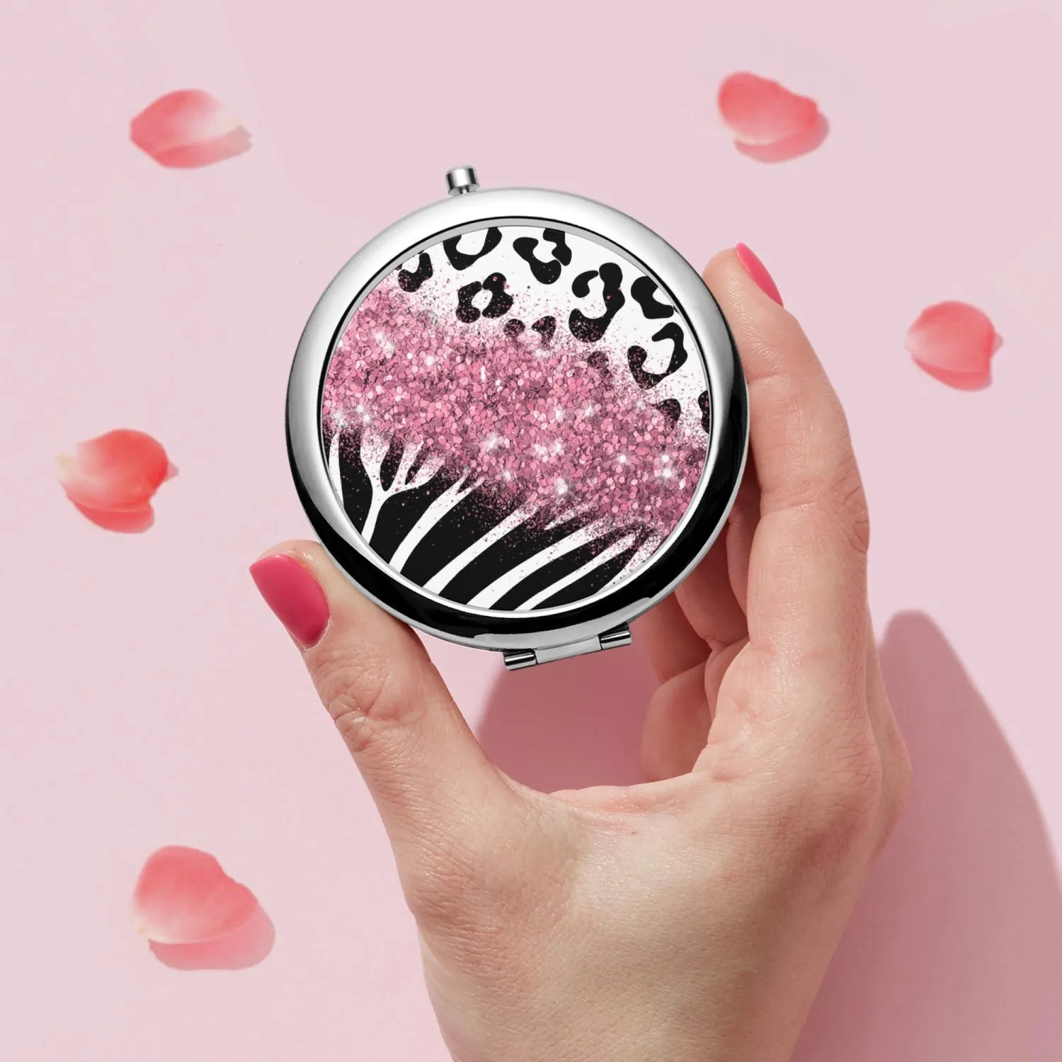 Pink Glitter | Compact Mirror