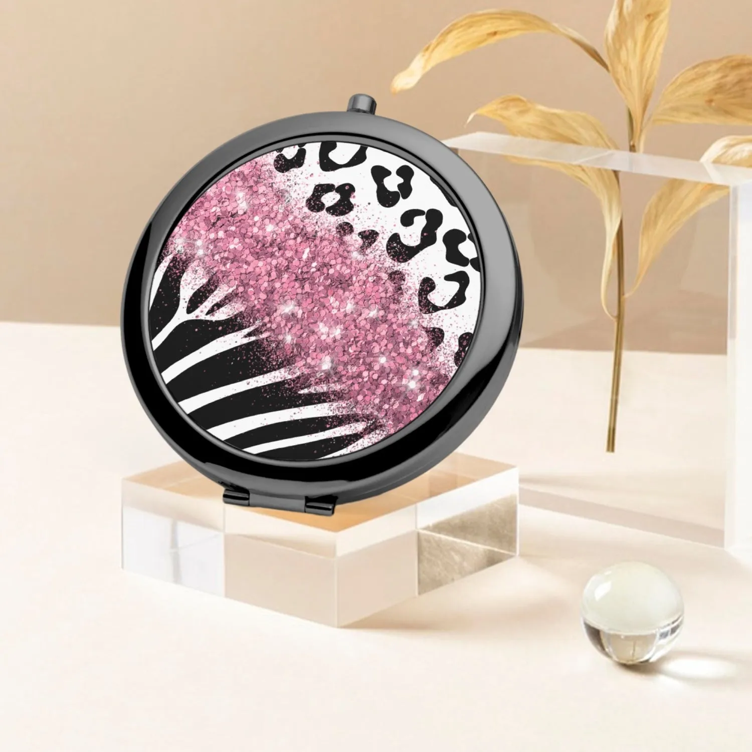 Pink Glitter | Compact Mirror