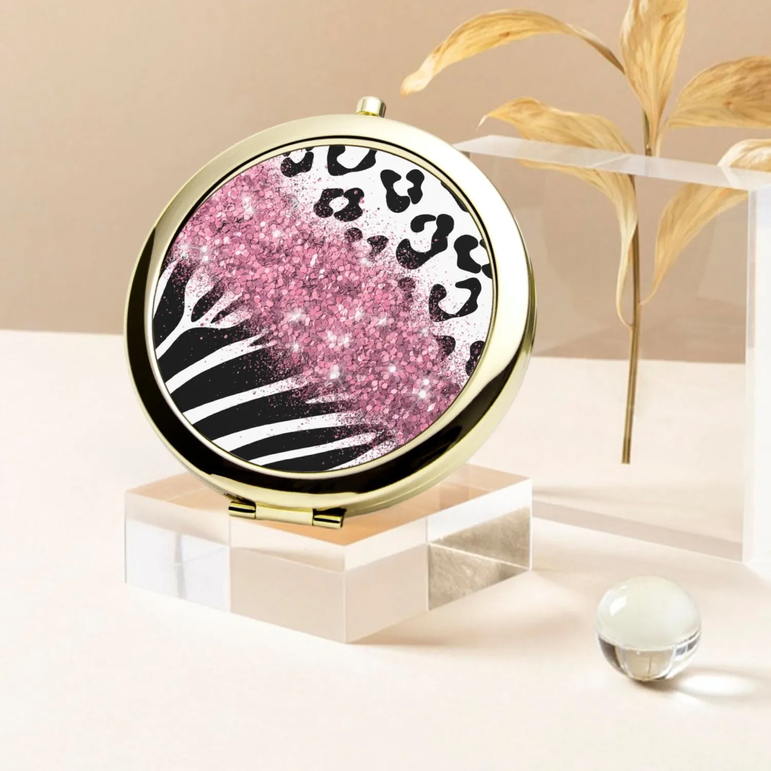 Pink Glitter | Compact Mirror