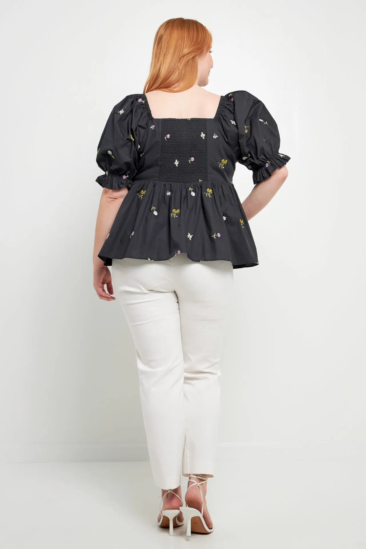 Plus Size Multi Floral Embroidery Top