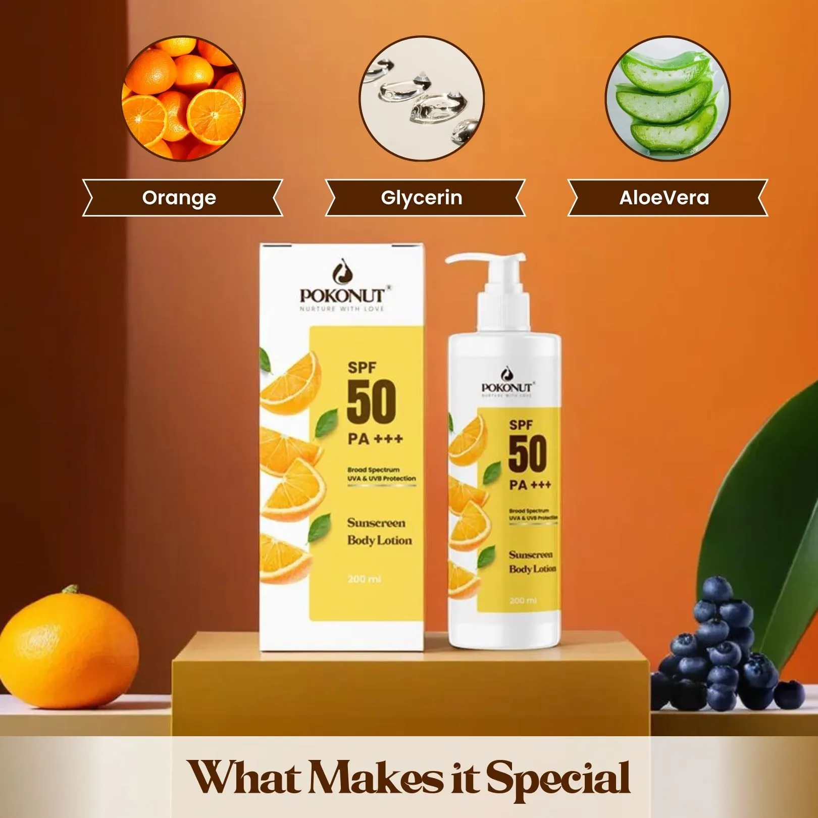 Pokonut Sunscreen Body Lotion | SPF 50 PA    | 200ML