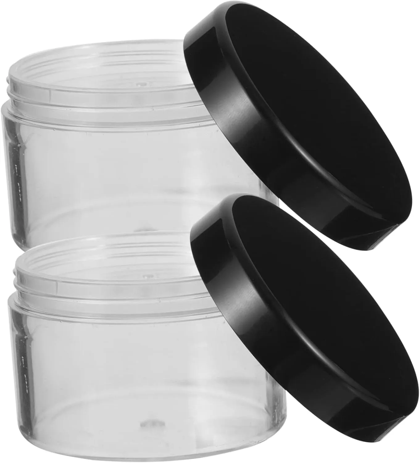 POPETPOP 2pcs Plastic Empty Powder Case Airtight Loose Powder Container for Blush Body and Talc Cosmetic Sample Jars Screw Lid for Travel and Storage