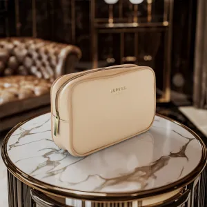 Premium vegan leather cosmetic bag - beige
