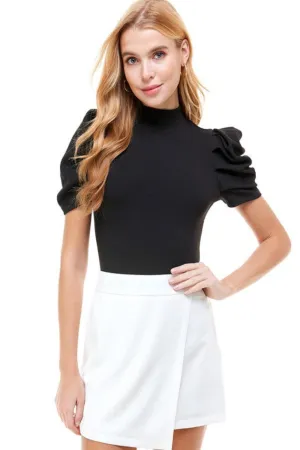 *PUFF SLEEVE BODYSUIT BLACK