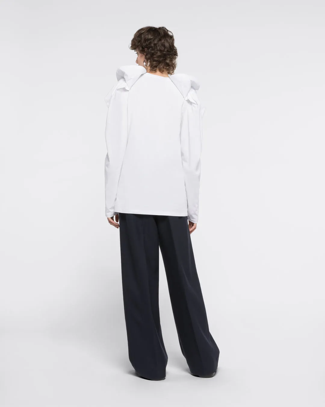 PUFF SLEEVES JERSEY T-SHIRT - WHITE