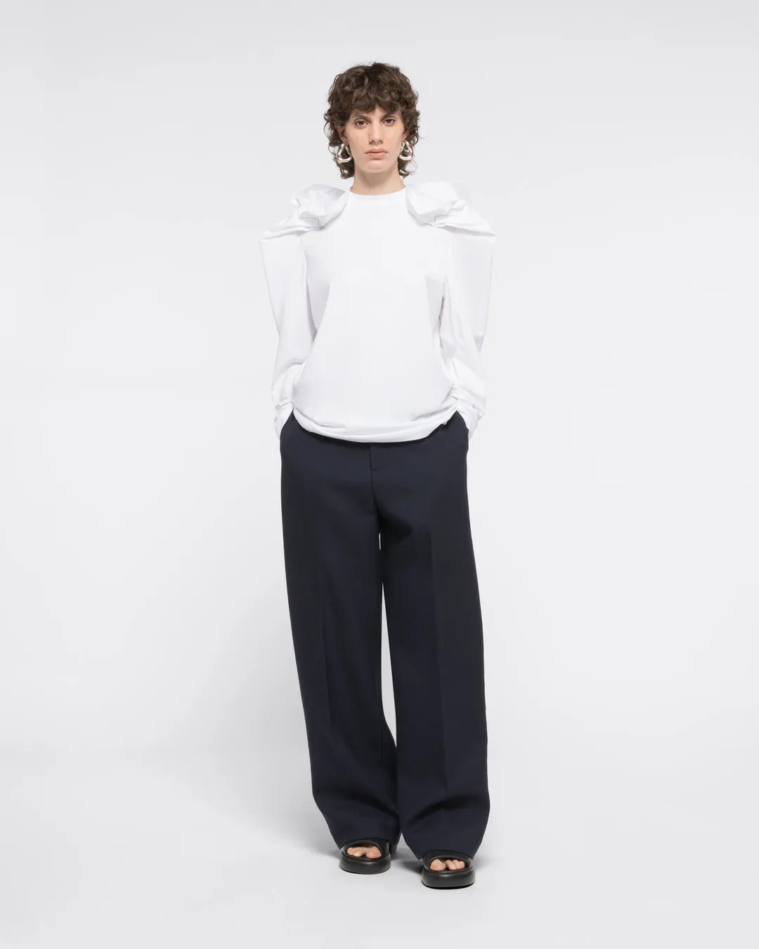 PUFF SLEEVES JERSEY T-SHIRT - WHITE
