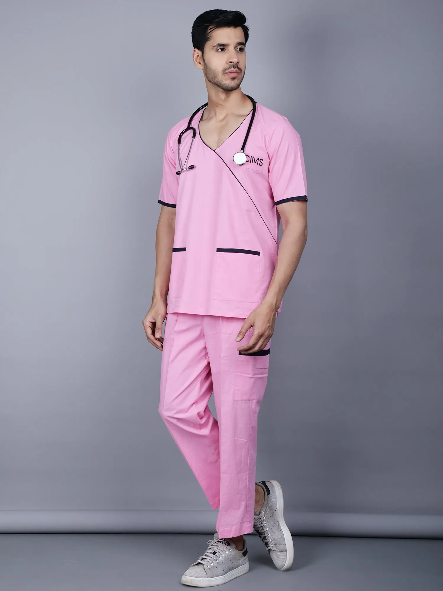 Ramajikk Medical Unisex Overlap V-Neck Design With Piping Scrub Suit